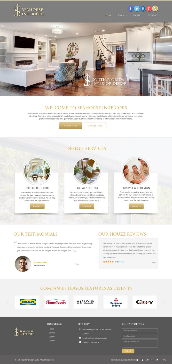 Web-Design von pb für Seahorse Interiors Inc. | Design #9934627