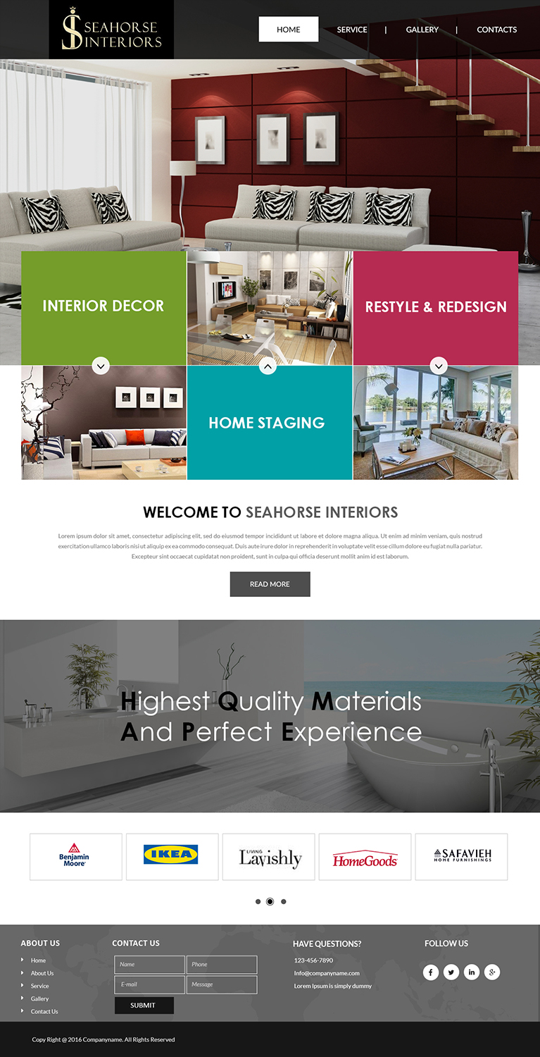 Web-Design von Creations Box 2015 für Seahorse Interiors Inc. | Design #9806536