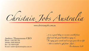Business Card Design by J. Samuel Guerrero for Christian Jobs Australia | Design #2113695