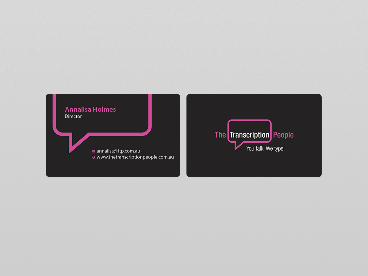 Visitenkarten-Design von Creations Box 2015 für The Transcription People Pty Ltd | Design #9796104