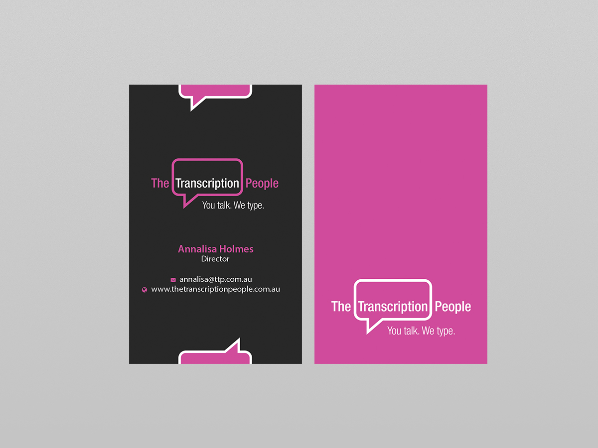 Visitenkarten-Design von Creations Box 2015 für The Transcription People Pty Ltd | Design #9796123