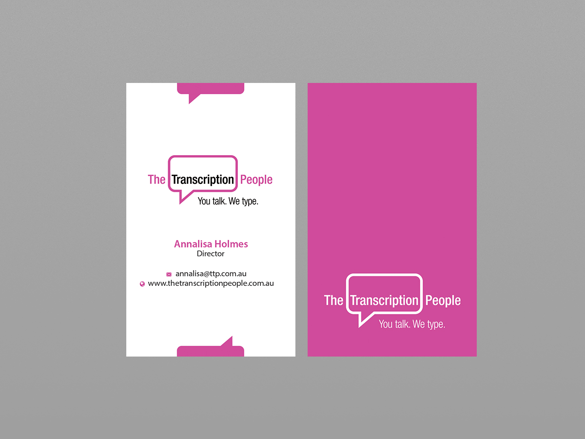 Visitenkarten-Design von Creations Box 2015 für The Transcription People Pty Ltd | Design #9796125
