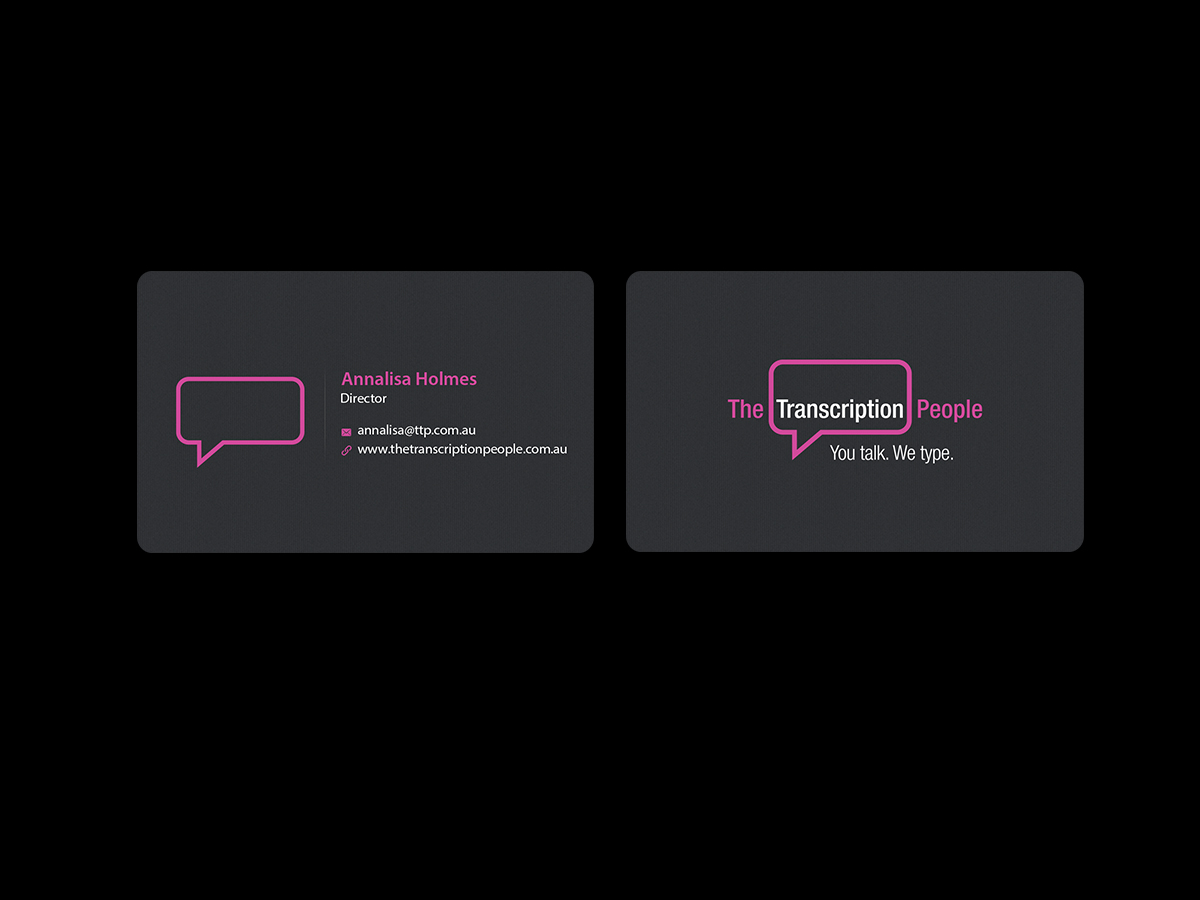 Business Card Design by Creations Box 2015 for The Transcription People Pty Ltd | Design #9796137