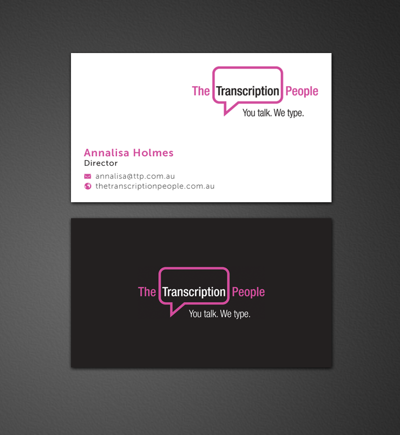Business Card Design by chandrayaan.creative for The Transcription People Pty Ltd | Design #9792171