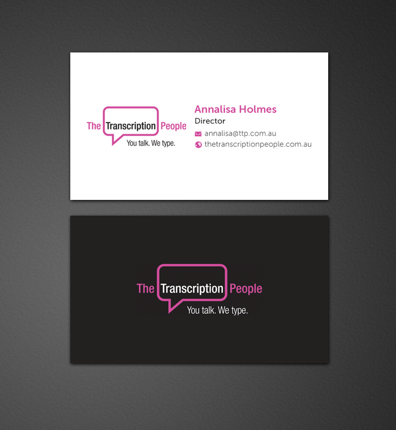 Business Card Design by chandrayaan.creative for The Transcription People Pty Ltd | Design #9792173