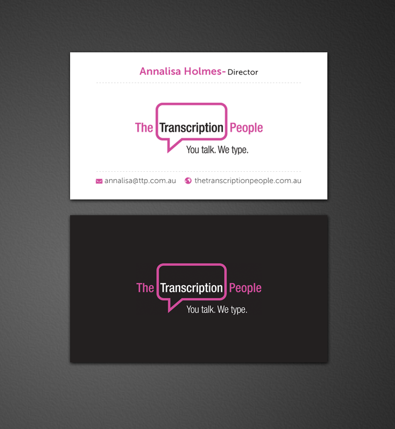 Business Card Design by chandrayaan.creative for The Transcription People Pty Ltd | Design #9792175