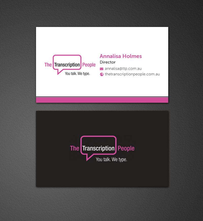 Business Card Design by chandrayaan.creative for The Transcription People Pty Ltd | Design #9792179