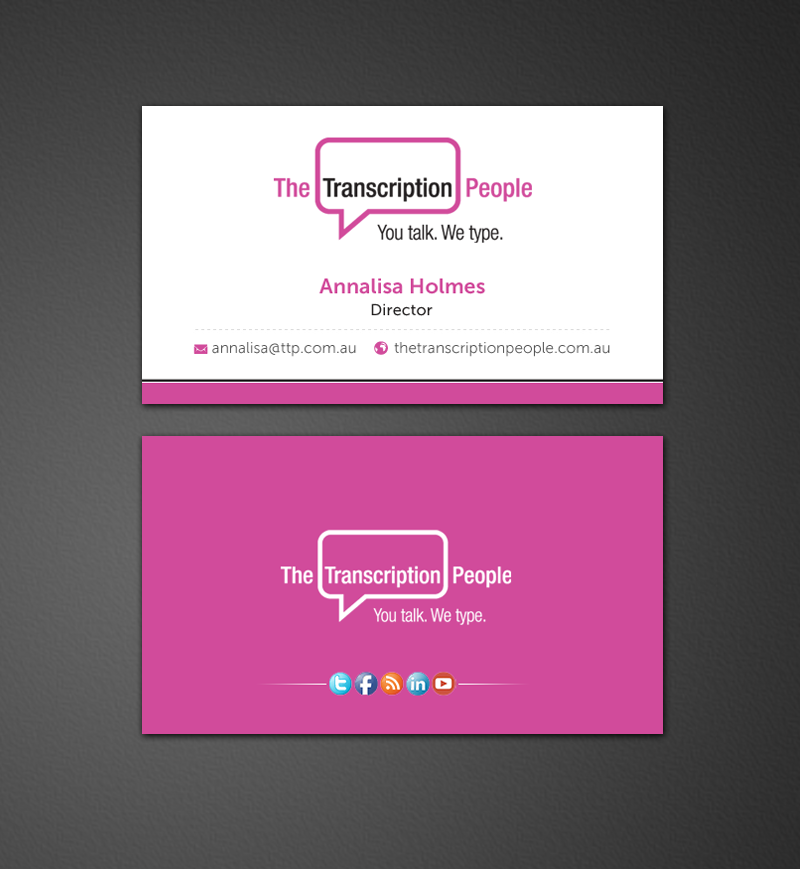 Business Card Design by chandrayaan.creative for The Transcription People Pty Ltd | Design #9792180
