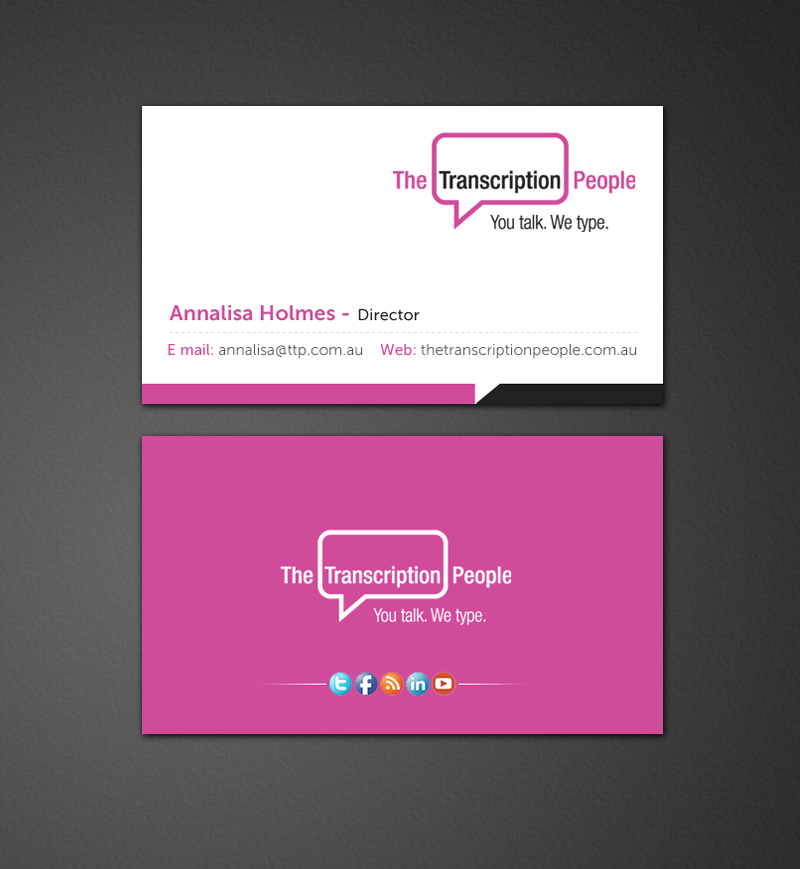Business Card Design by chandrayaan.creative for The Transcription People Pty Ltd | Design #9795099