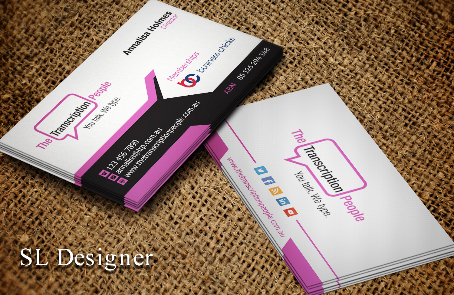 Business Card Design by SL Designer for The Transcription People Pty Ltd | Design #9781277
