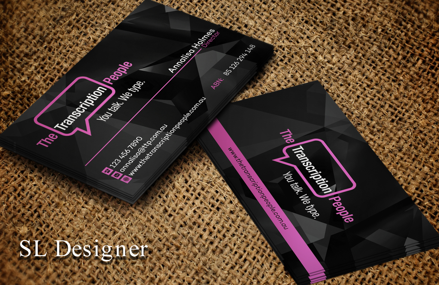 Business Card Design by SL Designer for The Transcription People Pty Ltd | Design #9781288