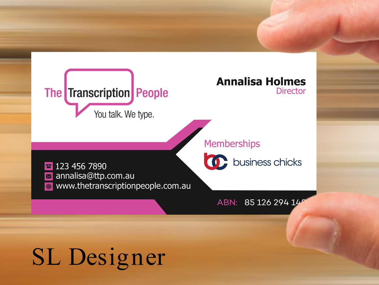 Business Card Design by SL Designer for The Transcription People Pty Ltd | Design #9781297