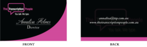 Business Card Design by Dady Drain for The Transcription People Pty Ltd | Design: #9792720