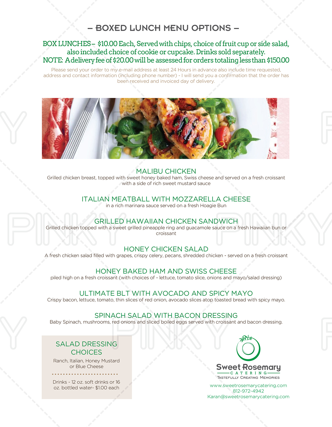 Menu Design by Pinky  for Sweet Rosemary Catering | Design #9889116