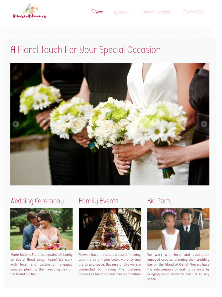 Web Design by Jack Viz for Marie Blooms Floral | Design #9851087