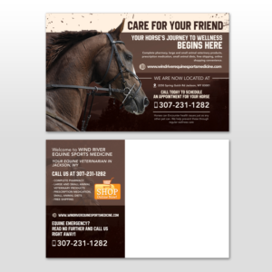 Postkarten-Design von Kishaloy_D für Wind River Equine Sports Medicine | Design #9835000