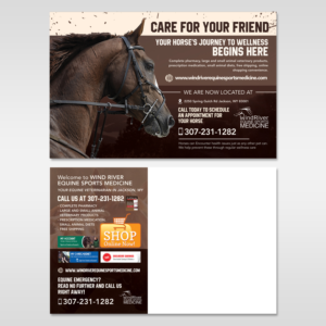 Design de Carte Postale par Kishaloy_D pour Wind River Equine Sports Medicine | Design : #9839940
