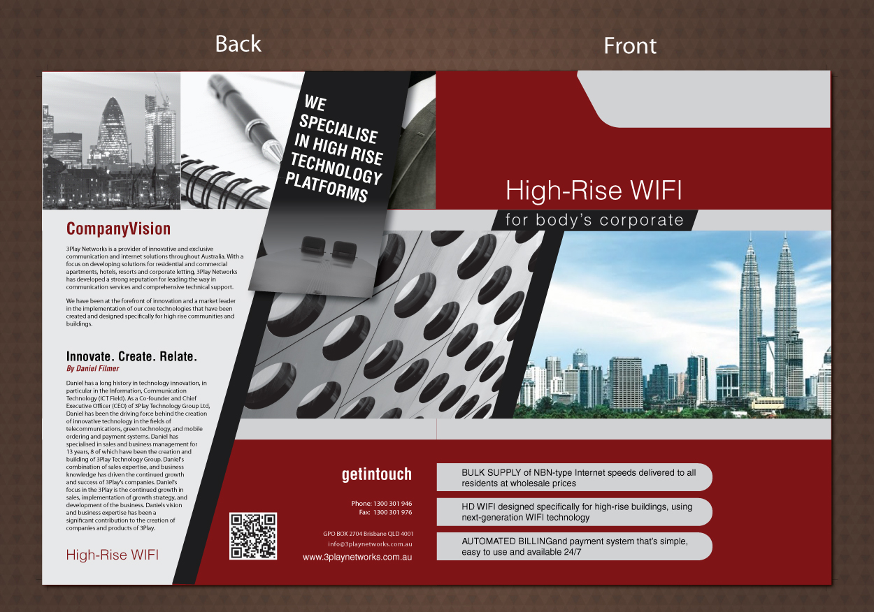 Diseño de Flyer por meet007 para 3Play Networks Pty Ltd | Diseño #2152196