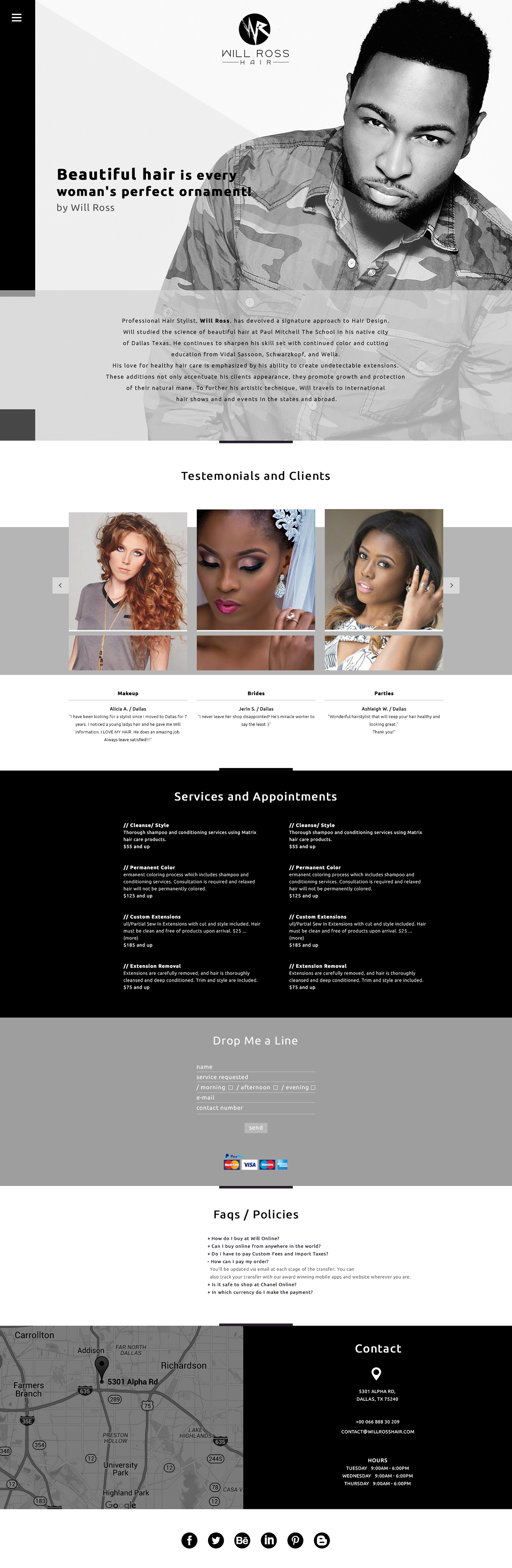 Web Design par sonia silva pour Stylist Will Ross | Design #10356450