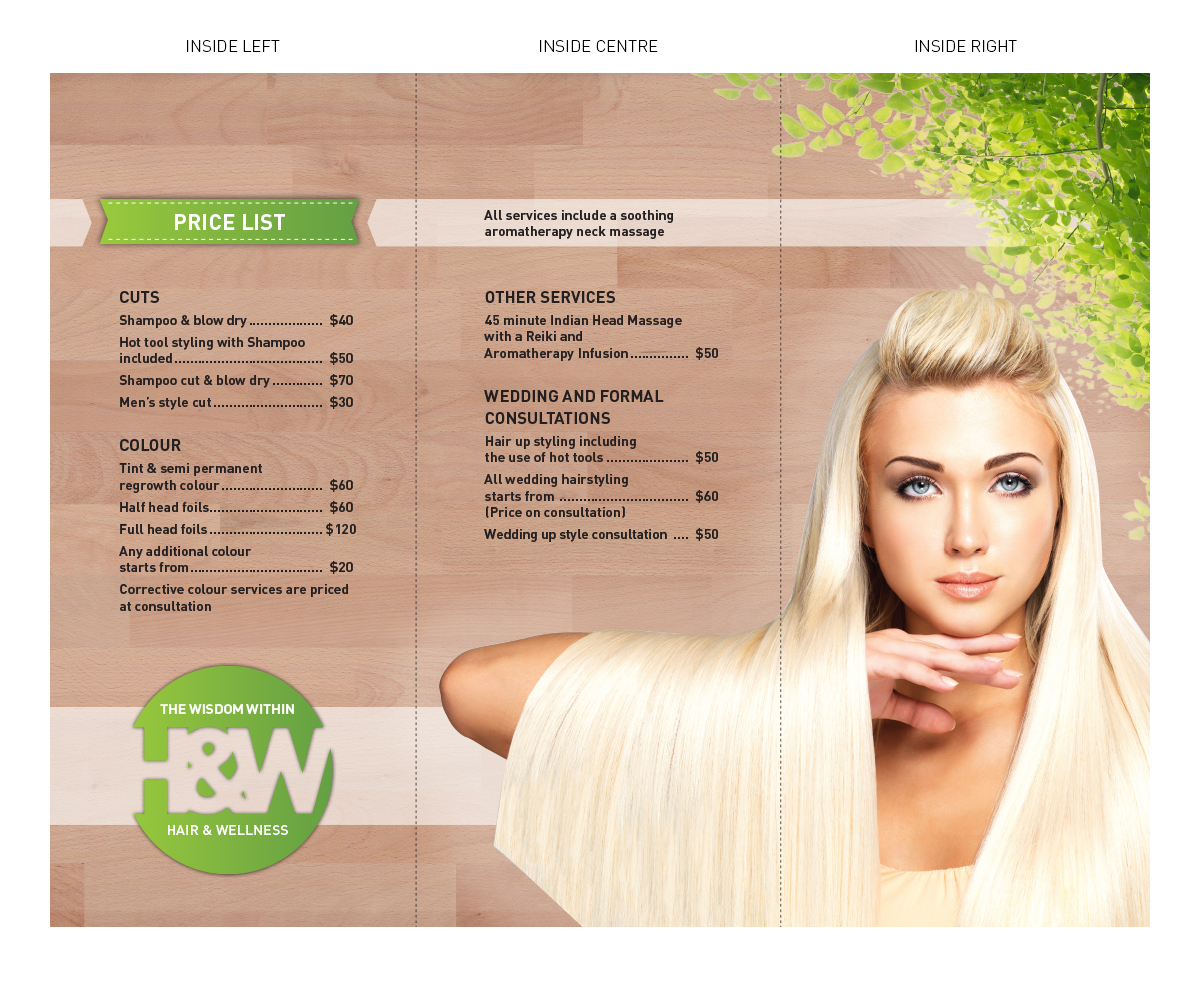 Design de Brochure par Elly pour The Wisdom Within Hair and Wellness | Design #2138165
