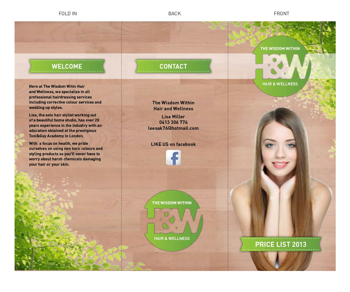 Design de Brochure par Elly pour The Wisdom Within Hair and Wellness | Design #2141056