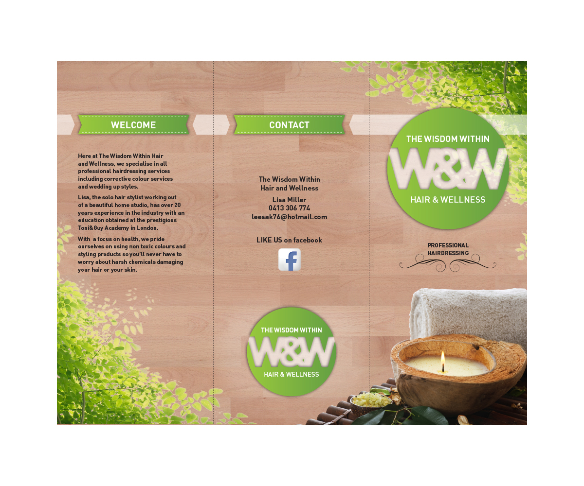 Design de Brochure par Elly pour The Wisdom Within Hair and Wellness | Design #2180162