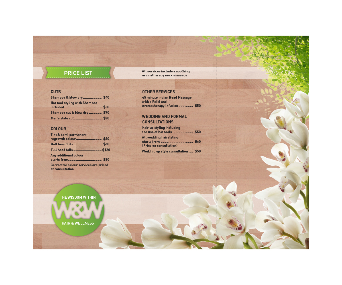 Design de Brochure par Elly pour The Wisdom Within Hair and Wellness | Design : #2180163