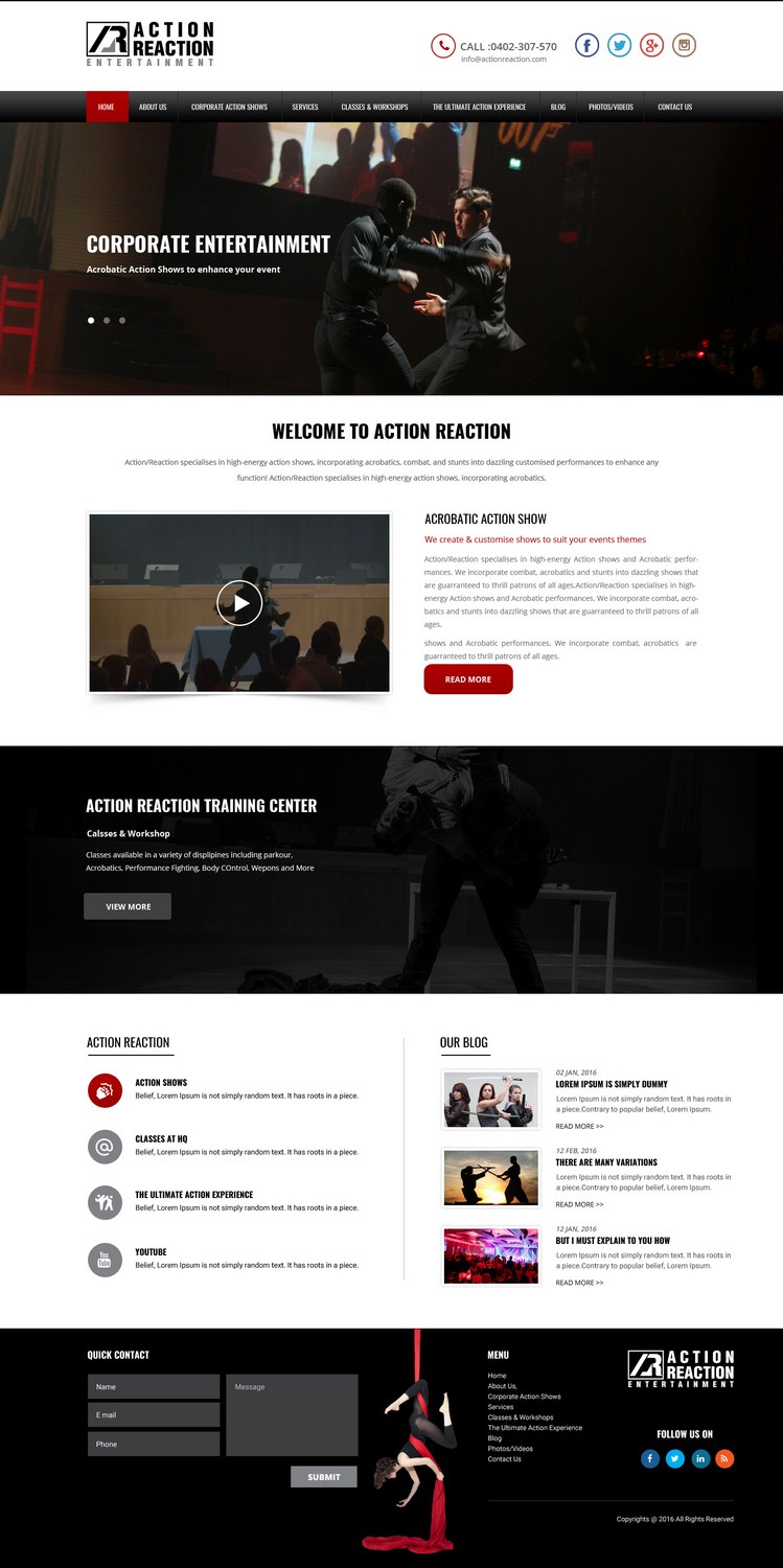 Web-Design von pb für Action Reaction Entertainment | Design #10103574