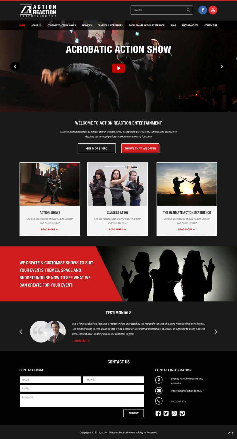 Web Design by pb for Action Reaction Entertainment | Design #9941141
