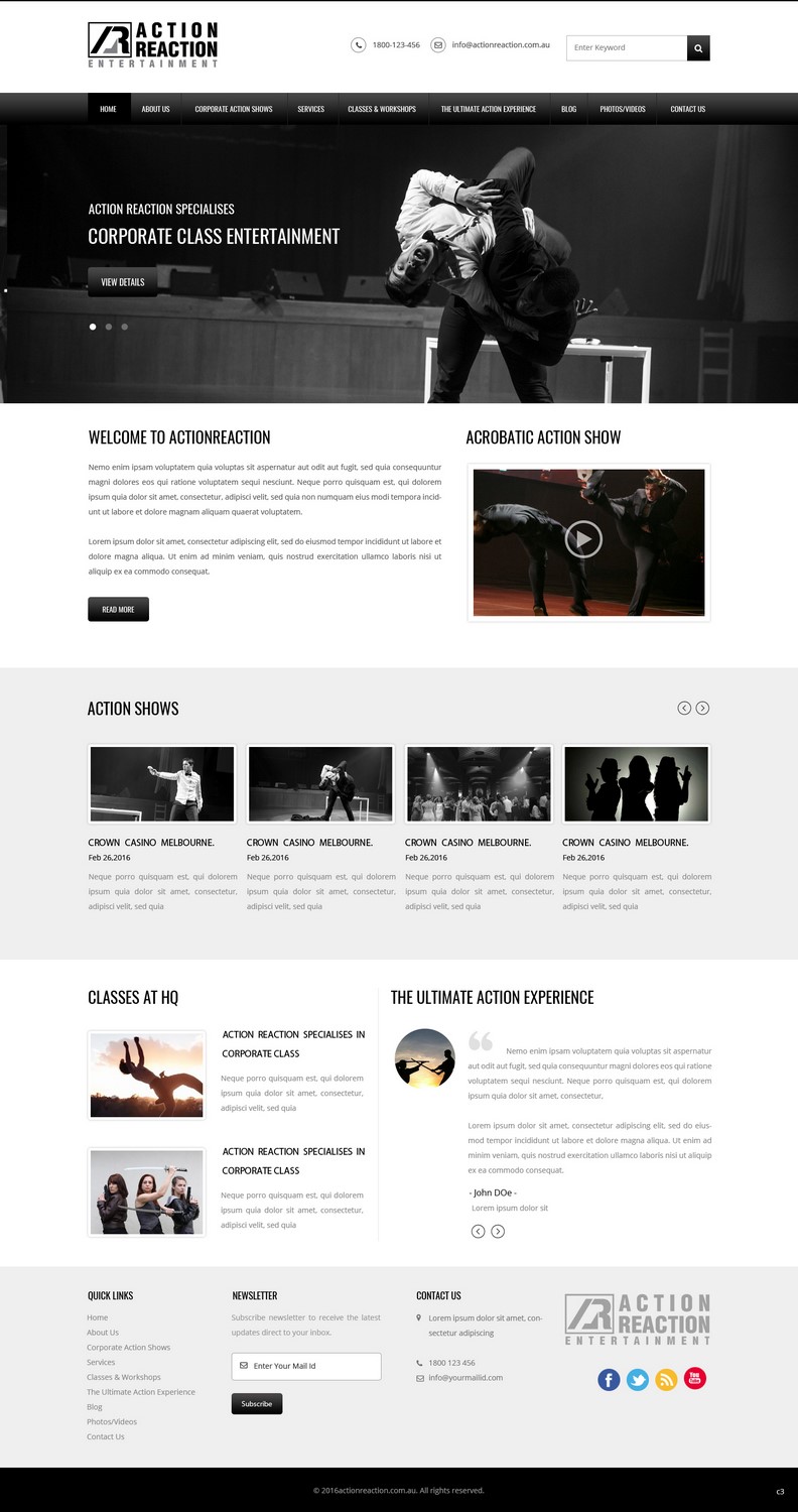 Web Design by pb for Action Reaction Entertainment | Design #9982810