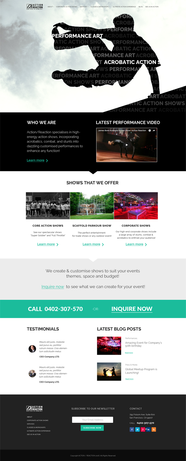Web Design par George K pour Action Reaction Entertainment | Design #9967476