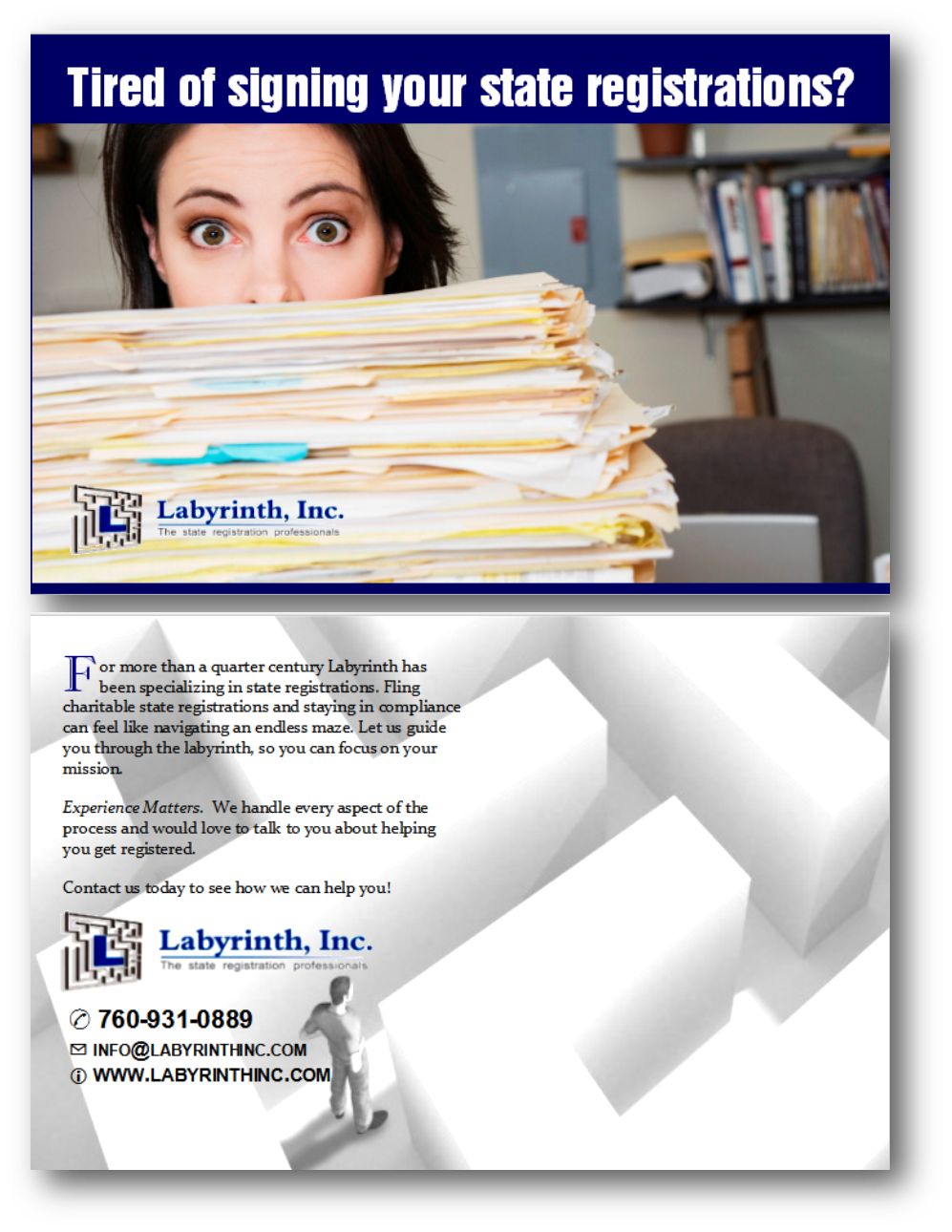 Design de Carte Postale par citygirl17 pour Labyrinth, Inc. | Design #10011366