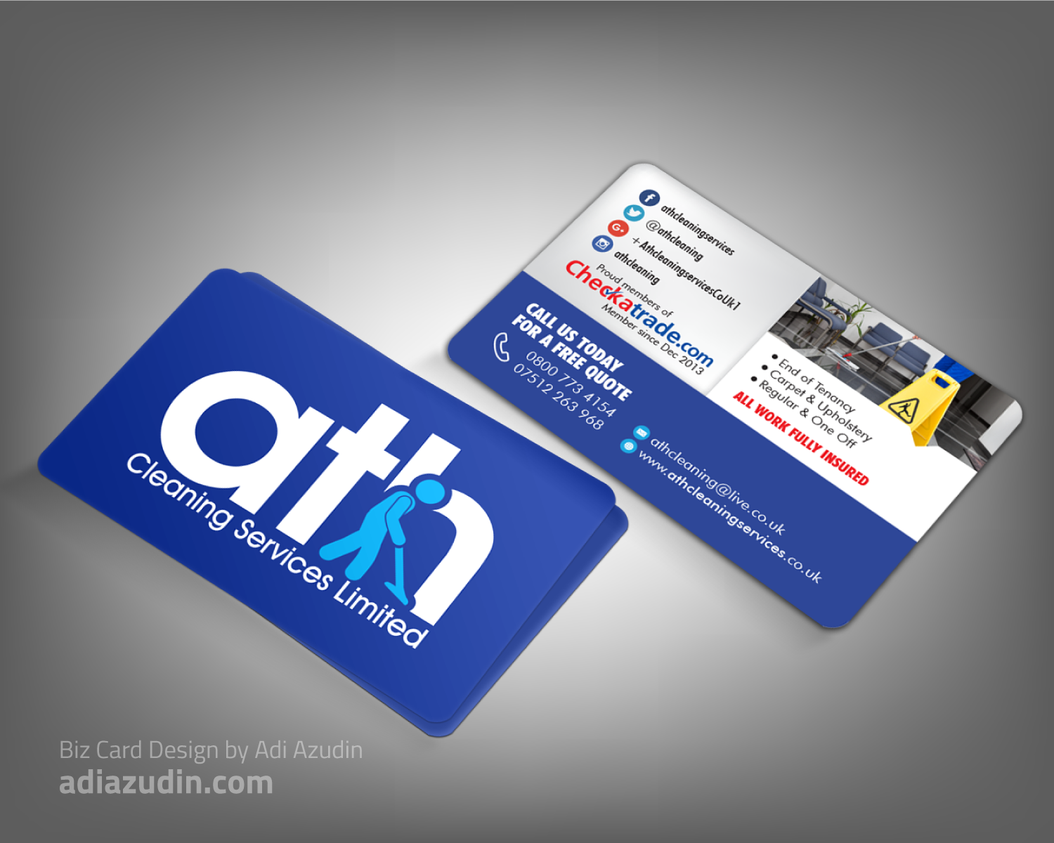 Business Card Design by adiazudin for ATH Cleaning Services Ltd | Design #9913864
