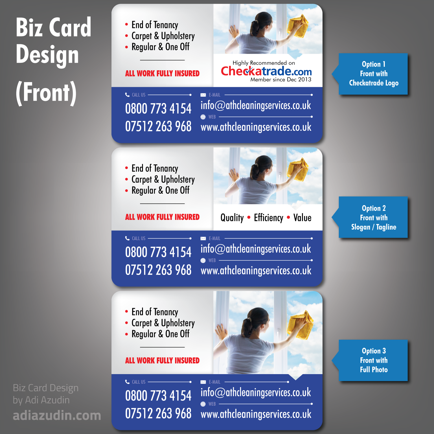 Business Card Design by adiazudin for ATH Cleaning Services Ltd | Design #9928569