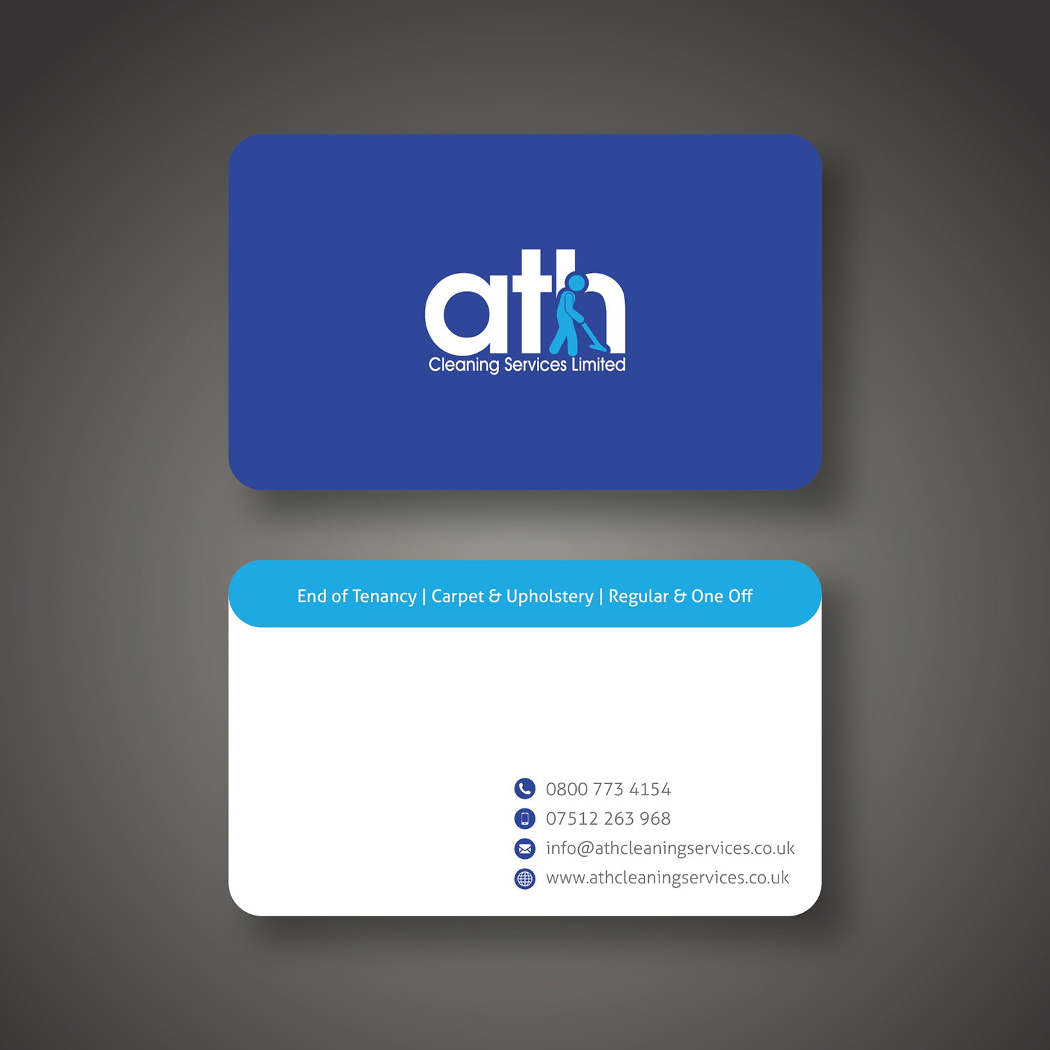 Business Card Design by Anoushay for ATH Cleaning Services Ltd | Design #10178976