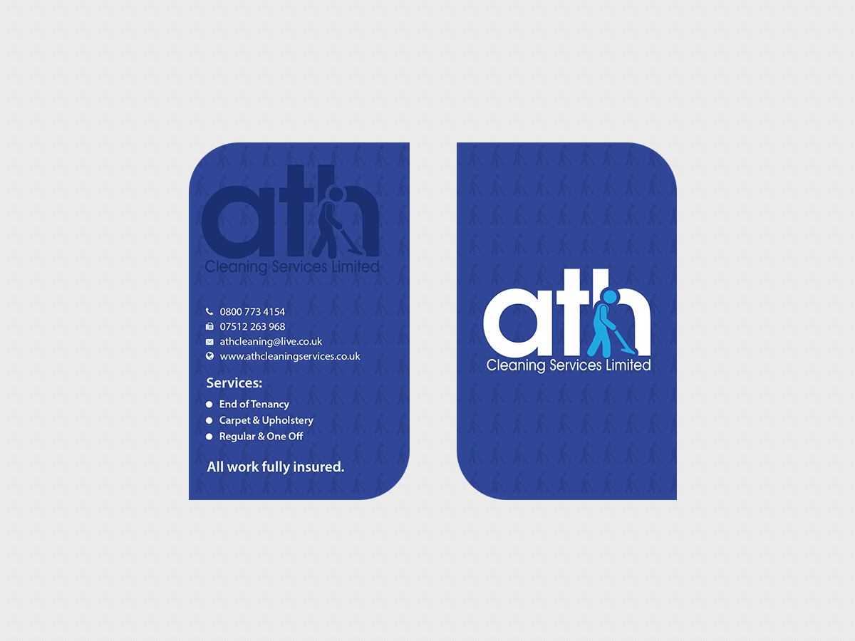 Business Card Design by Creations Box 2015 for ATH Cleaning Services Ltd | Design #9925959