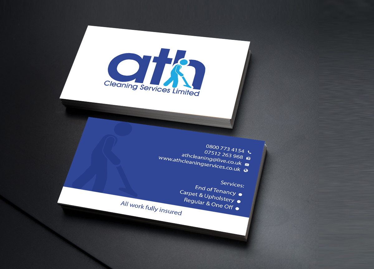 Design de Carte de Visite par Creations Box 2015 pour ATH Cleaning Services Ltd | Design #9935455