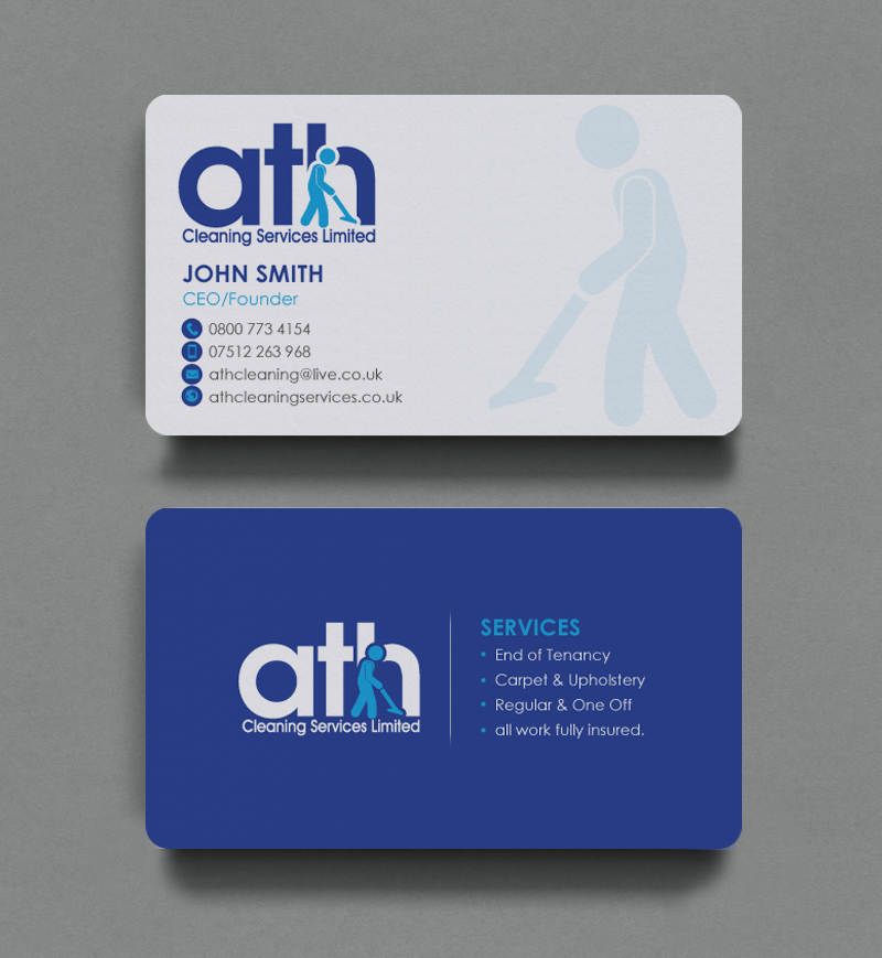 Diseño de Tarjeta de Presentación por chandrayaan.creative para ATH Cleaning Services Ltd | Diseño #9924940