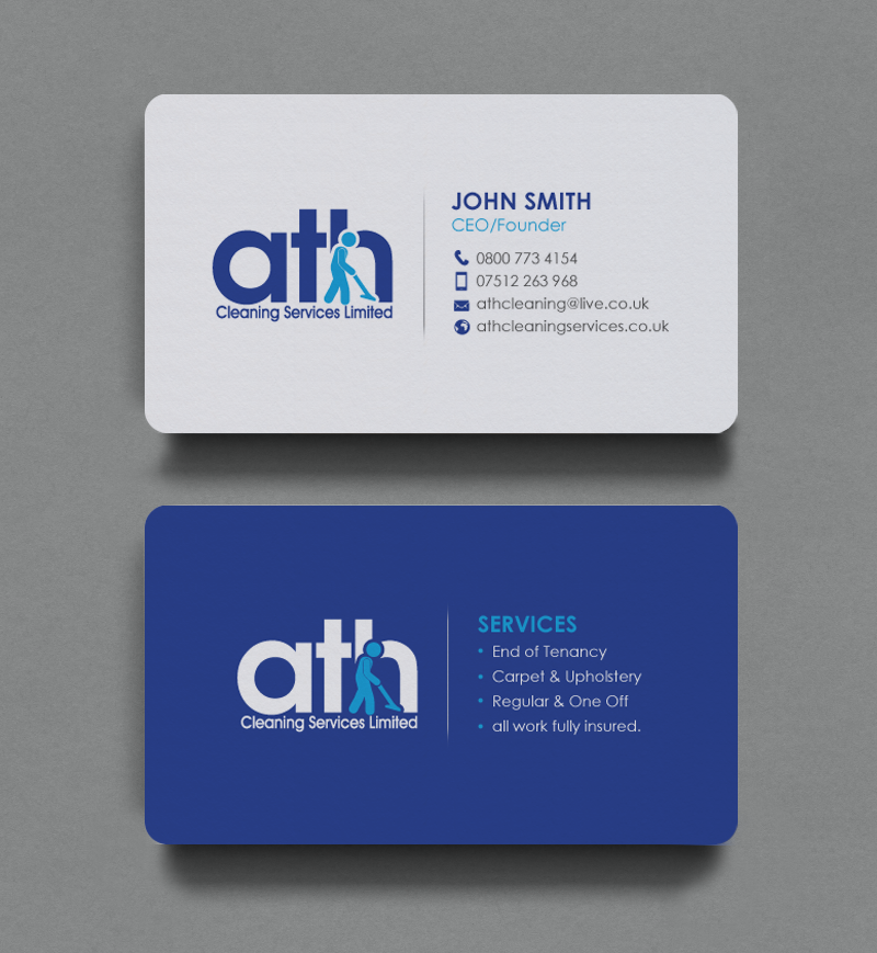 Business Card Design by chandrayaan.creative for ATH Cleaning Services Ltd | Design #9924945