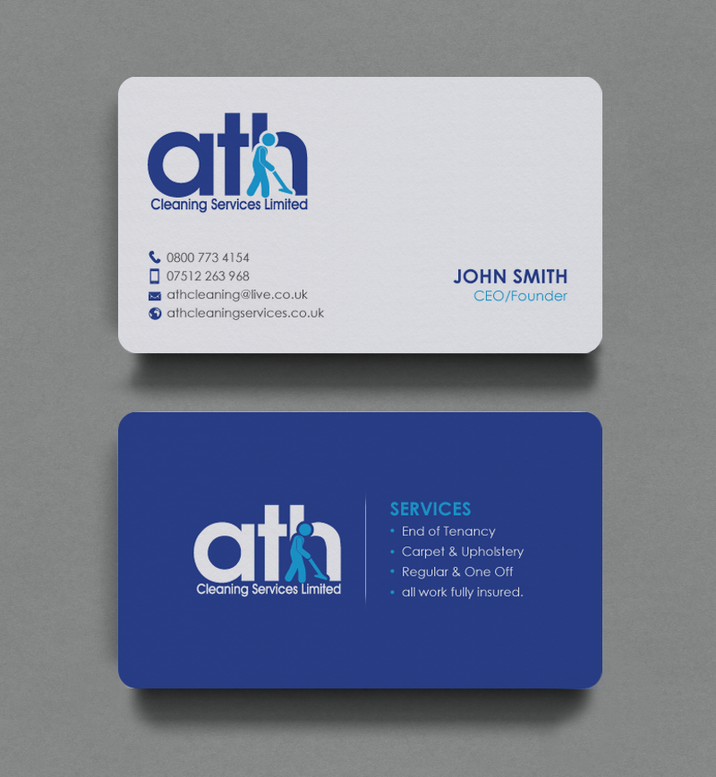 Business Card Design by chandrayaan.creative for ATH Cleaning Services Ltd | Design #9924946