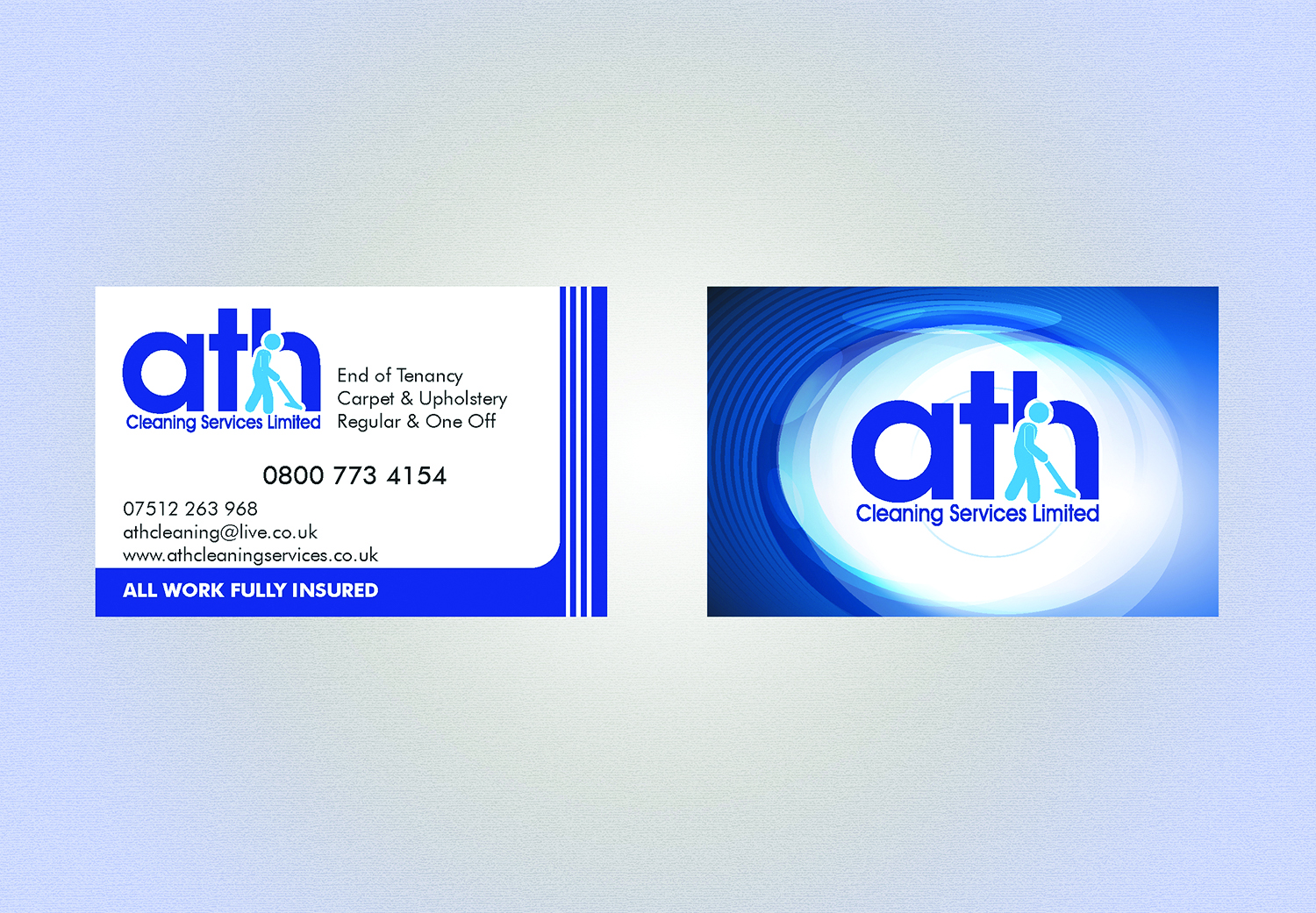 Business Card Design by mrdegrange for ATH Cleaning Services Ltd | Design #9917110