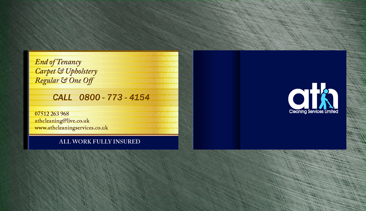 Visitenkarten-Design von mrdegrange für ATH Cleaning Services Ltd | Design #9928581