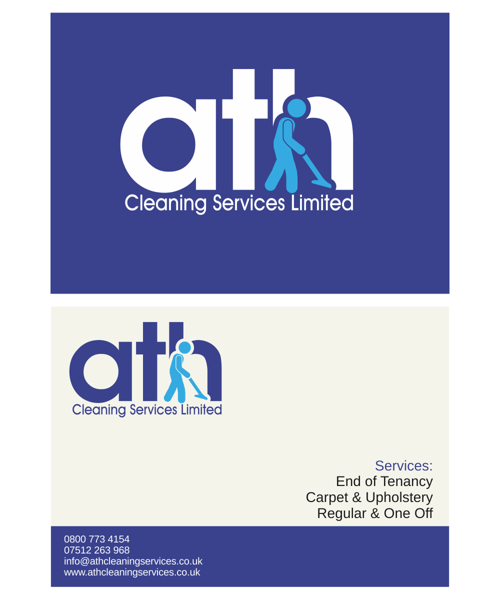 Business Card Design by bluepinkpanther_ for ATH Cleaning Services Ltd | Design #9958953