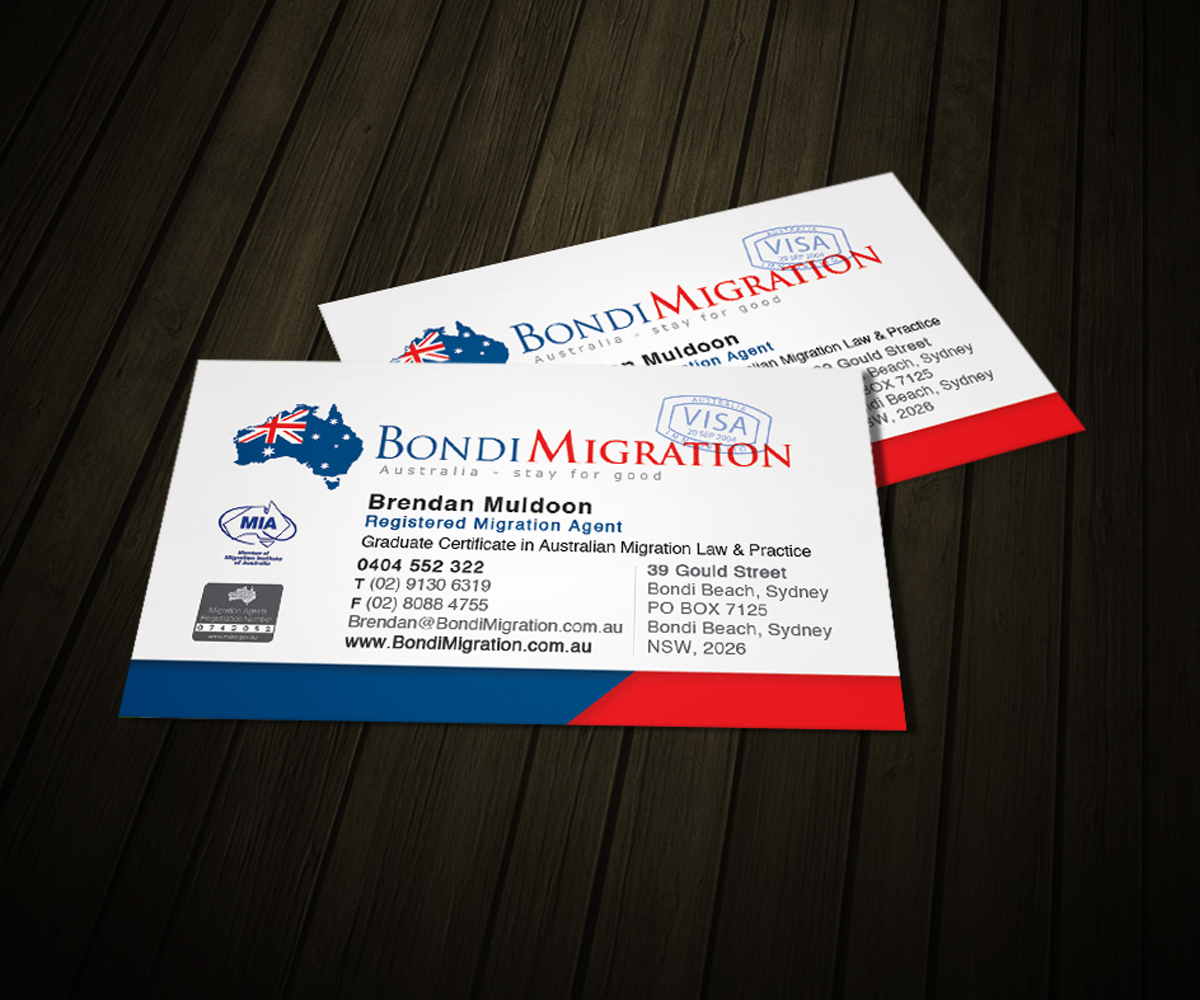 Business Card Design by Christina Smith for Bondi Migration | Design #2146386