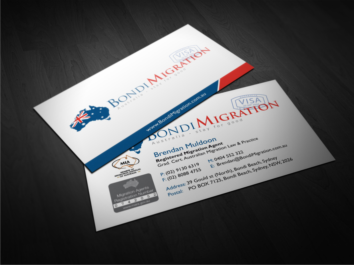 Business Card Design by Atvento Graphics for Bondi Migration | Design #2127435