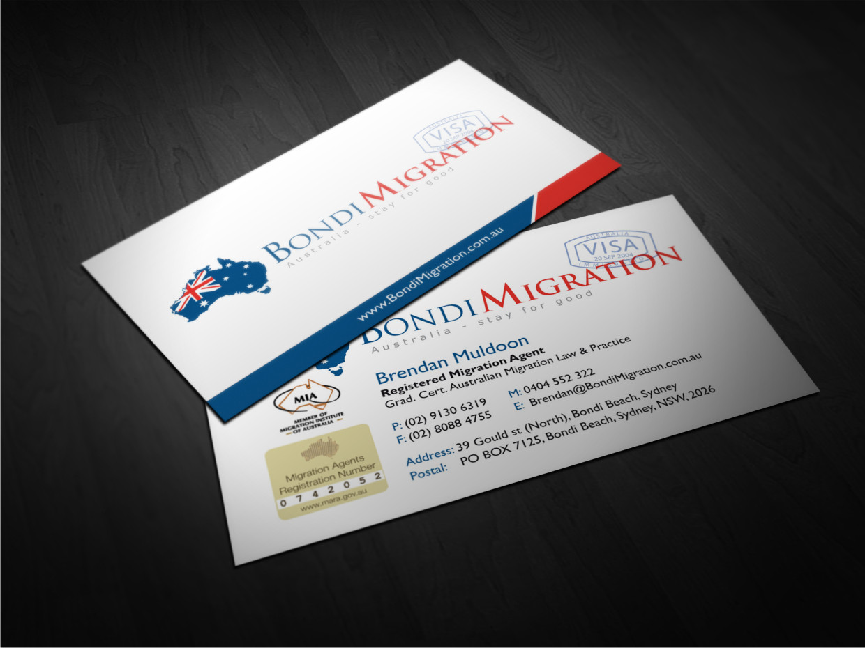 Business Card Design by Atvento Graphics for Bondi Migration | Design #2130066