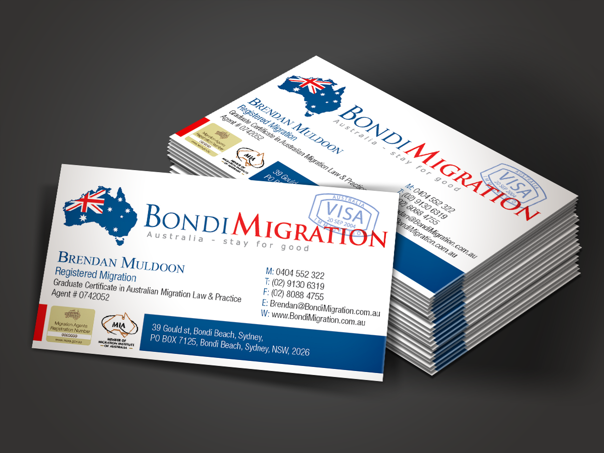 Business Card Design by Mon01 for Bondi Migration | Design #2133981