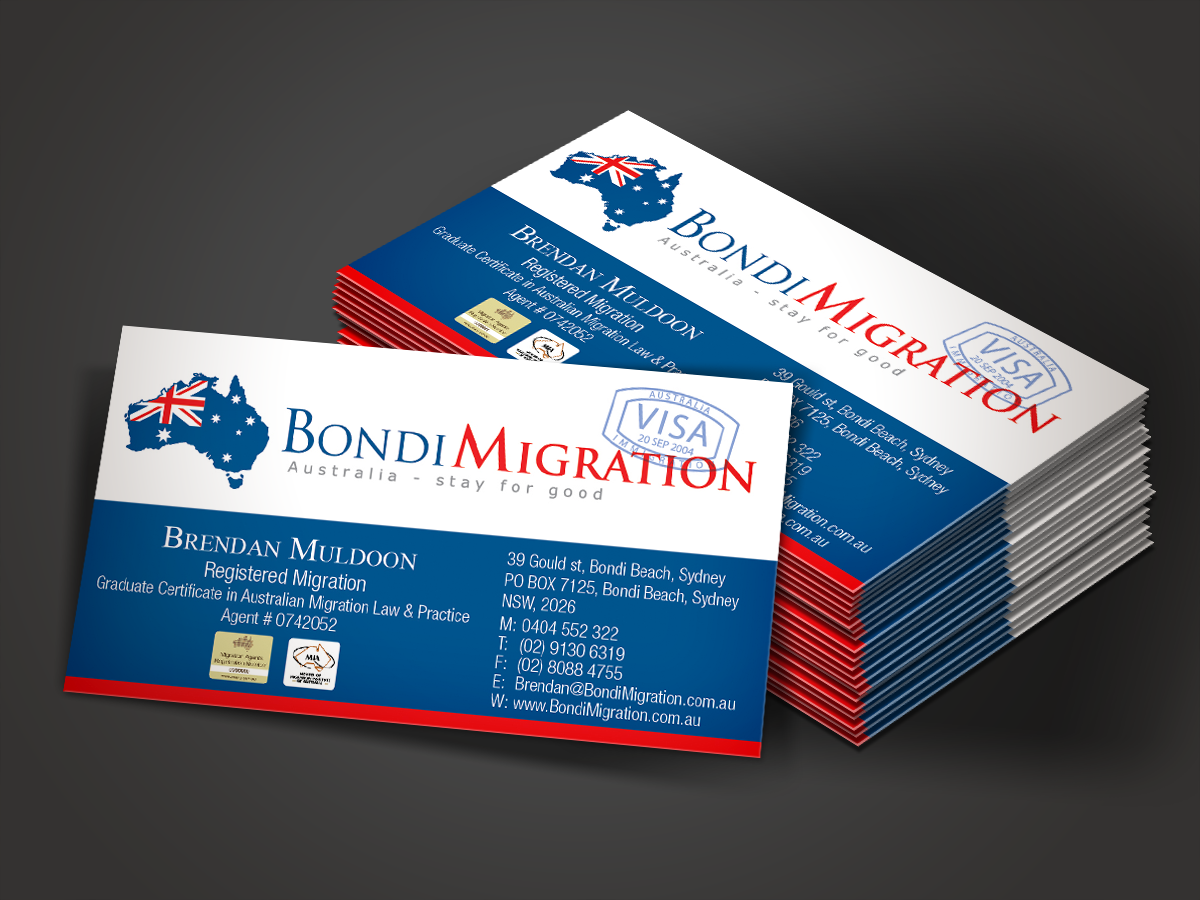 Business Card Design by Mon01 for Bondi Migration | Design #2134077