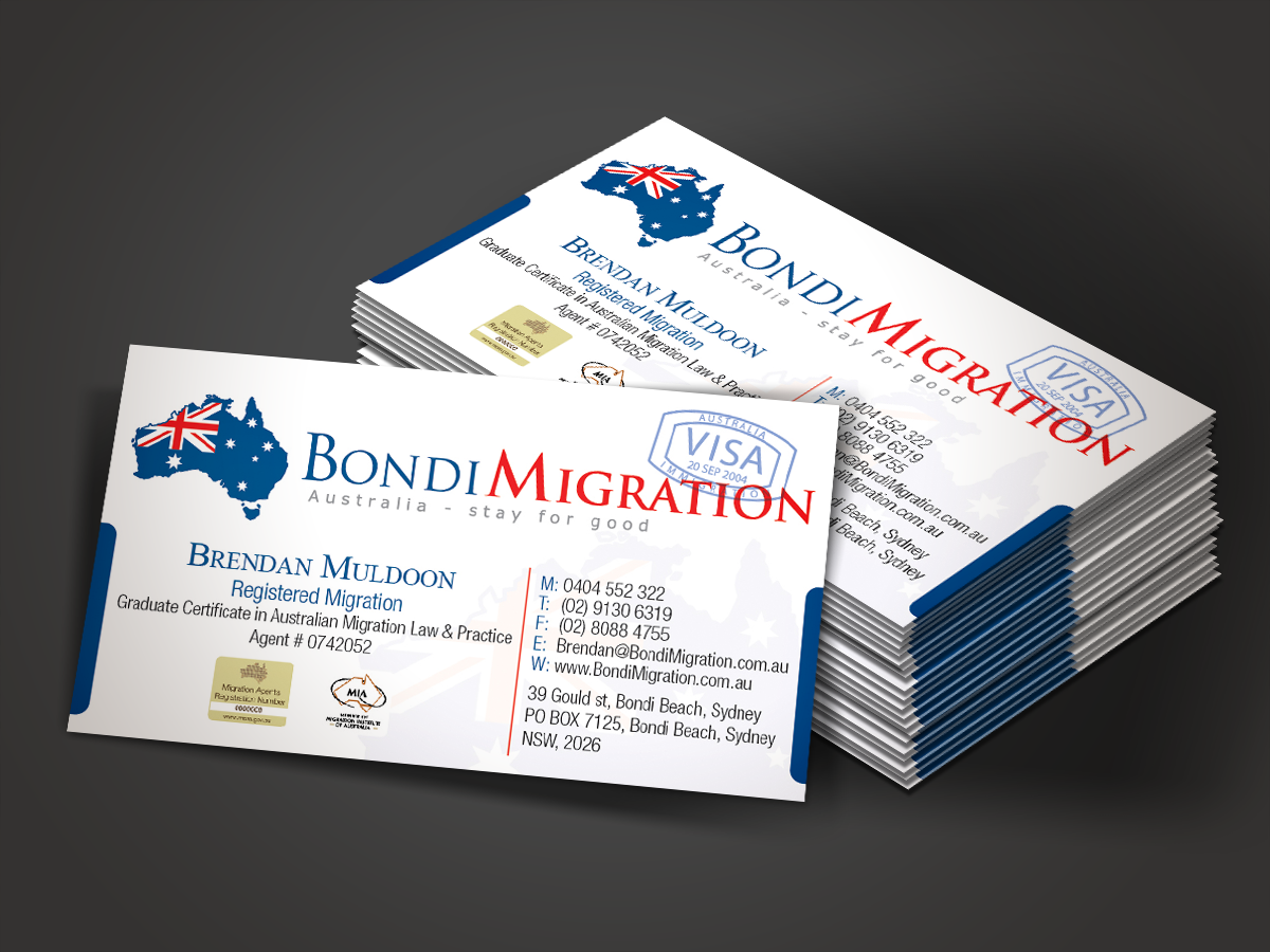 Business Card Design by Mon01 for Bondi Migration | Design #2134259