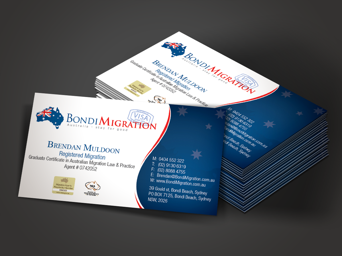 Business Card Design by Mon01 for Bondi Migration | Design #2134398